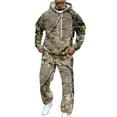 thumbnail image 3 of Nokdvo Mens Sweatsuit Camouflage Maple Leaf Print Hoodies and Sweatpant Set with Kangaroo Pockets Long Sleeve Outfits Outdoor Casual Sports Fashion Lounge Hoodies Sweatpant Tracksuits,Green 2XL, 3 of 5