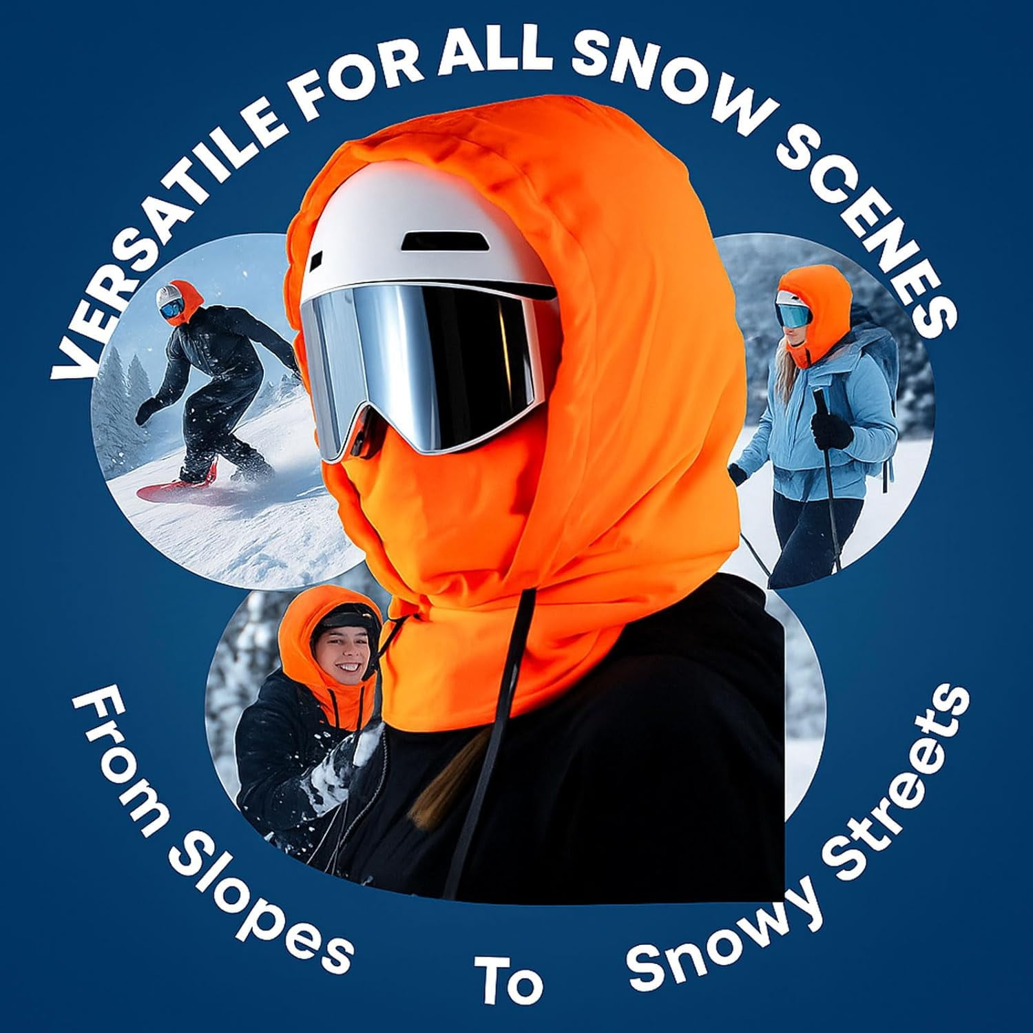 2026 Upgrade Ski Mask – Thermal Fleece Hoodie Mask, Waterproof Balaclava 3-in-1 Hood with Drawstring, Helmet Compatible Unisex Winter Mask for Skiing, Snowboarding, Cycling