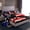 Black Blue White Red, variant on Castle Fairy Abstract Motocross Full Size Sheets,Extreme Sport Bed Sheets