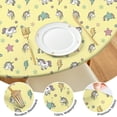 thumbnail image 4 of Yellow Cartoon Unicorn Star Lightning Pattern Round Fitted Tablecloth with Elastic Edge,Dining Table Cover Waterproof,Outdoor Round Tablecloth for Camping,Dining,Indoor and Outdoor, 4 of 7