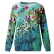 thumbnail image 5 of Puntoco Mujeres Moda Casual Flor Estampado Cuello Redondo Manga Larga Camiseta top Blusa Pullover Puntoco Puntoco-1630, 5 of 6
