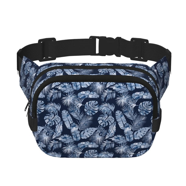 Fotbe Tropical Leaves Cangurera Cuadrada con Estampado de Doble Capa, Bolsa de Cintura Ajustable Mini para Hombres y Mujeres