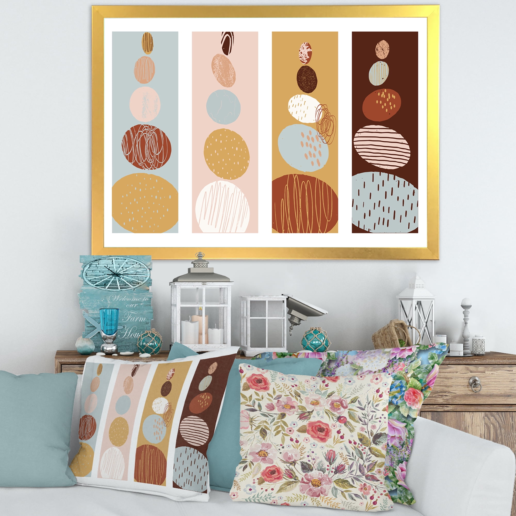 Designart 'Compostion Minimalistic of Organic Shaped Pebbles' Modern Framed Art Print