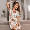 thumbnail image 3 of Fotbe Cute Sleepy Fox Bata de Dormir para Mujer con Estampado, Camisón de Algodón de Manga Corta, Ropa de Dormir Casual, 3 of 6