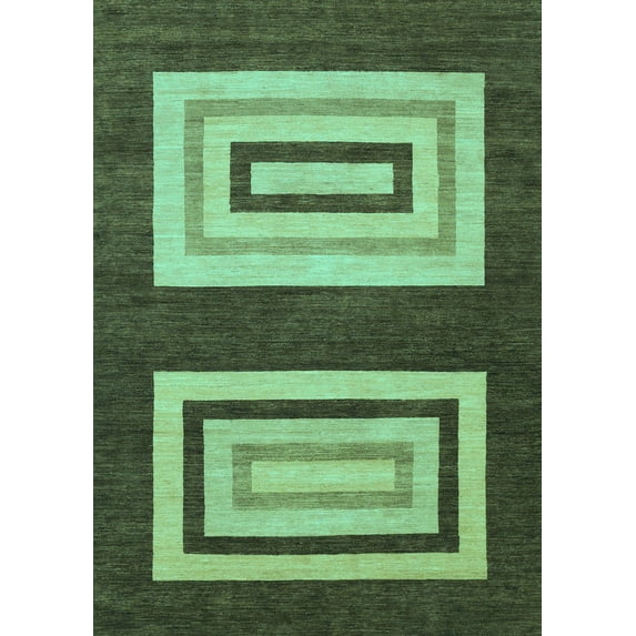Ahgly Company Machine Washable Indoor Rectangle Abstract Turquoise Blue Modern Area Rugs, 7' x 10'