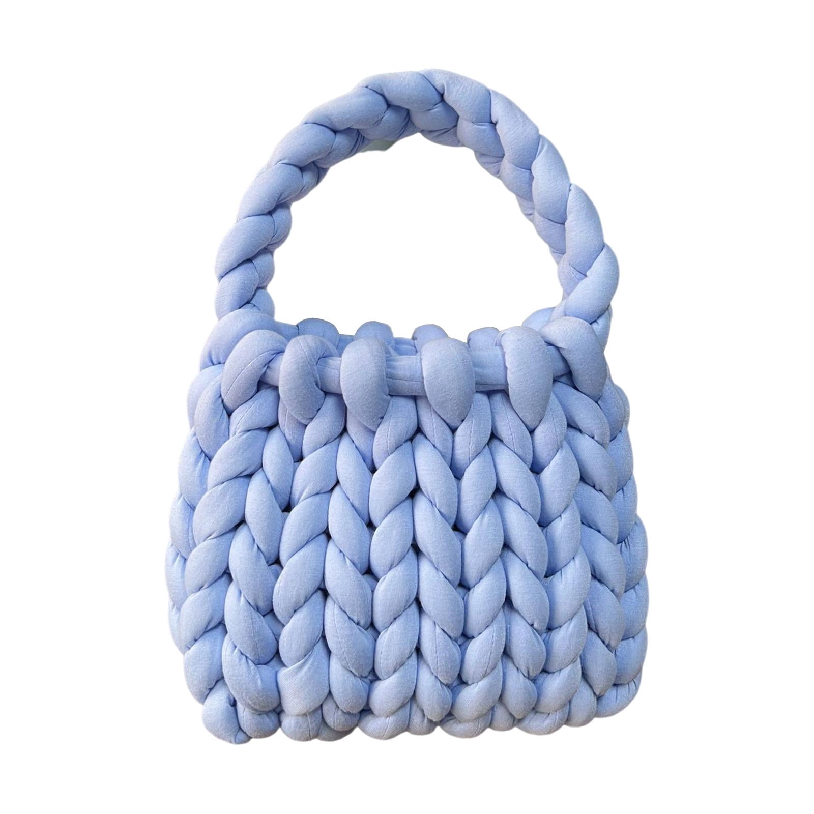 FVDPWYE Women Crochet Bag Clutch Purse Female Shopping Bag Knit Clutch Wallet Knit Purse blue