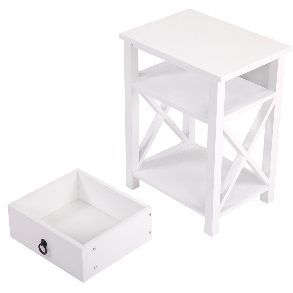 Kepooman Nightstand Set of 2, Wood Bedside Sofaside Table End Table Storage Cabinet - White Kepooman Nightstand Set of 2, Wood Bedside Sofaside Table End Table Storage Cabinet - White