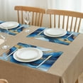 thumbnail image 3 of Blue White Gold Marble Pattern Summer Placemats Table Placemats Set Of 4-Linen Kitchen Washable Placemats Table Mats 11.8"x17.7" Non-Slip Heat Resistant, 3 of 6