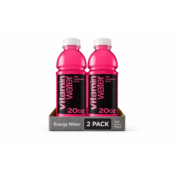 vitaminwater Focus Kiwi Strawberry Nutrient Enhanced Flavored Water Beverage, 20 fl oz Bottles (2 Pack)