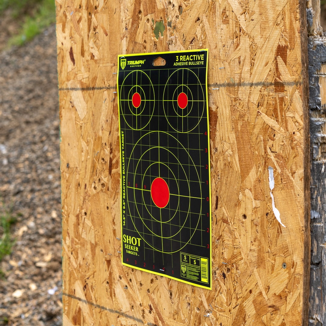 Triumph Systems Shot Seeker with 3 Assorted Size Reactive Adhesive Splatter Bullseyes, 10 Pieces