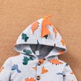 thumbnail image 5 of Gibobby Mono Ajustado de Verano con capucha para bebés de dibujos animados para niñas y niños, mono de manga larga con estampado de dinosaurio para niñas y mono(Gris， 6-9 Meses), 5 of 5