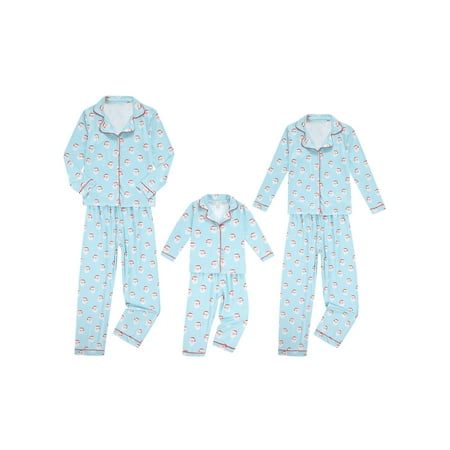 

Sunisery Christmas Matching Family Pajamas Sets Long Sleeve Casual Santa Claus Printed Shirts Tops+Pants Homewear Sleepwear