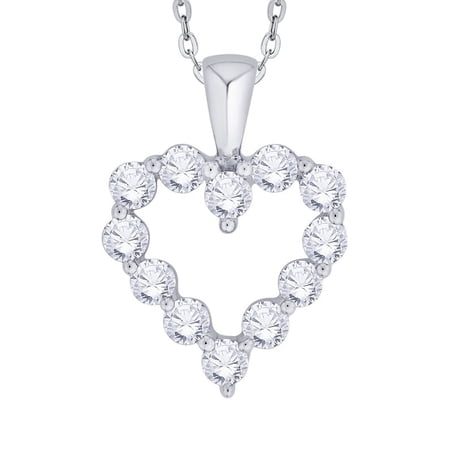 KATARINA Diamond Heart Pendant Necklace in 10K White Gold (1 cttw, G-H, I2-I3)