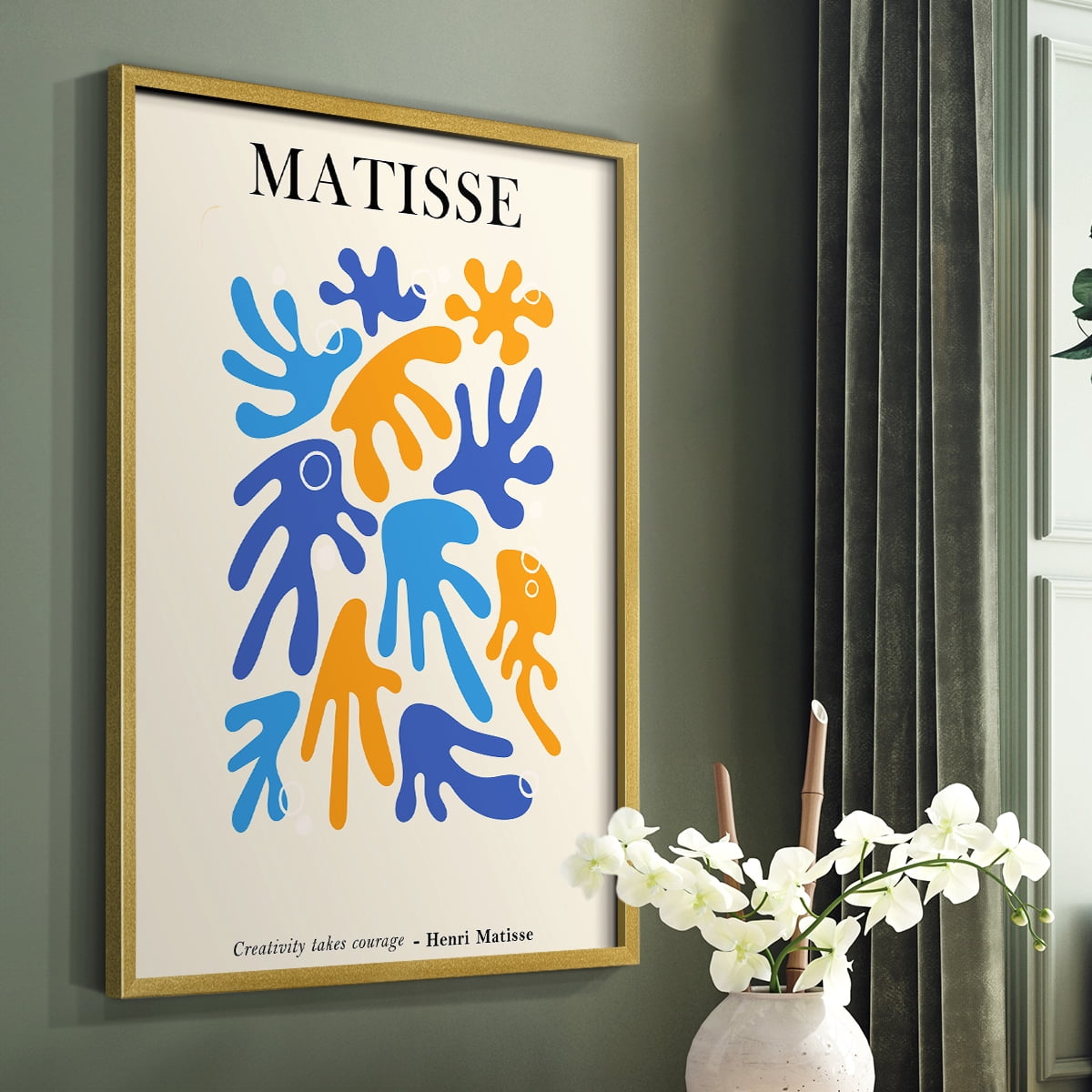 Matisse CDLXXIX in Gold Solid Wood Framed Print No Nail Hanging