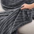thumbnail image 4 of Flannel Christmas Throw Blanket for Couch, 79 X 47 Inches, Soft Textured Striped Plush, 4 of 7