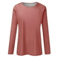 thumbnail image 2 of Rigardu Women's Round Neck Long Sleeve Top Solid Color Casual T Shirt Long Sleeve Shirts for Women Size:s-2xl, 2 of 5