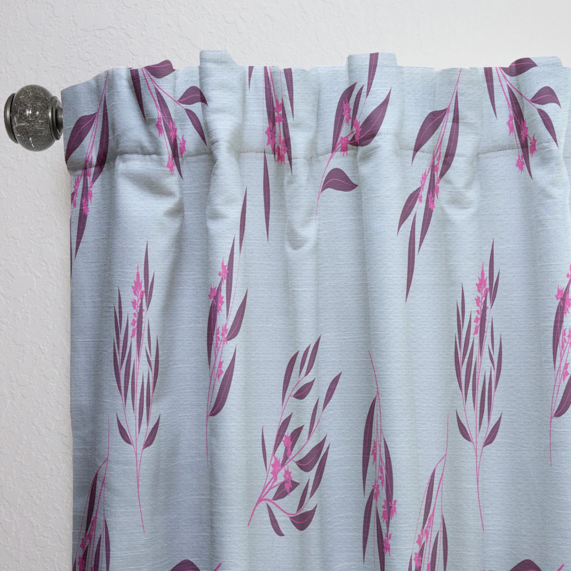 Designart 'Bright Eucalyptus Floral Retro Pattern I' Mid-Century Modern Curtain Panel