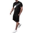 thumbnail image 1 of Conjunto de 2 piezas con estampado de letras para hombre, playera de manga corta con cuello redondo y pantalones cortos con cordón Negro - M Negro - M Xishao ropa, 1 of 2