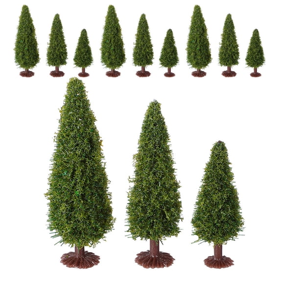 OULII 12pcs Artificial Trees Model Green Plastic for Architectural Models School Projects