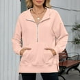 thumbnail image 2 of Ccpelsie Women Half Zip Fleece Sweatshirt Mock Neck Long Sleeve Winter Cozy Pullover Sweater Tops(Pink,M), 2 of 9