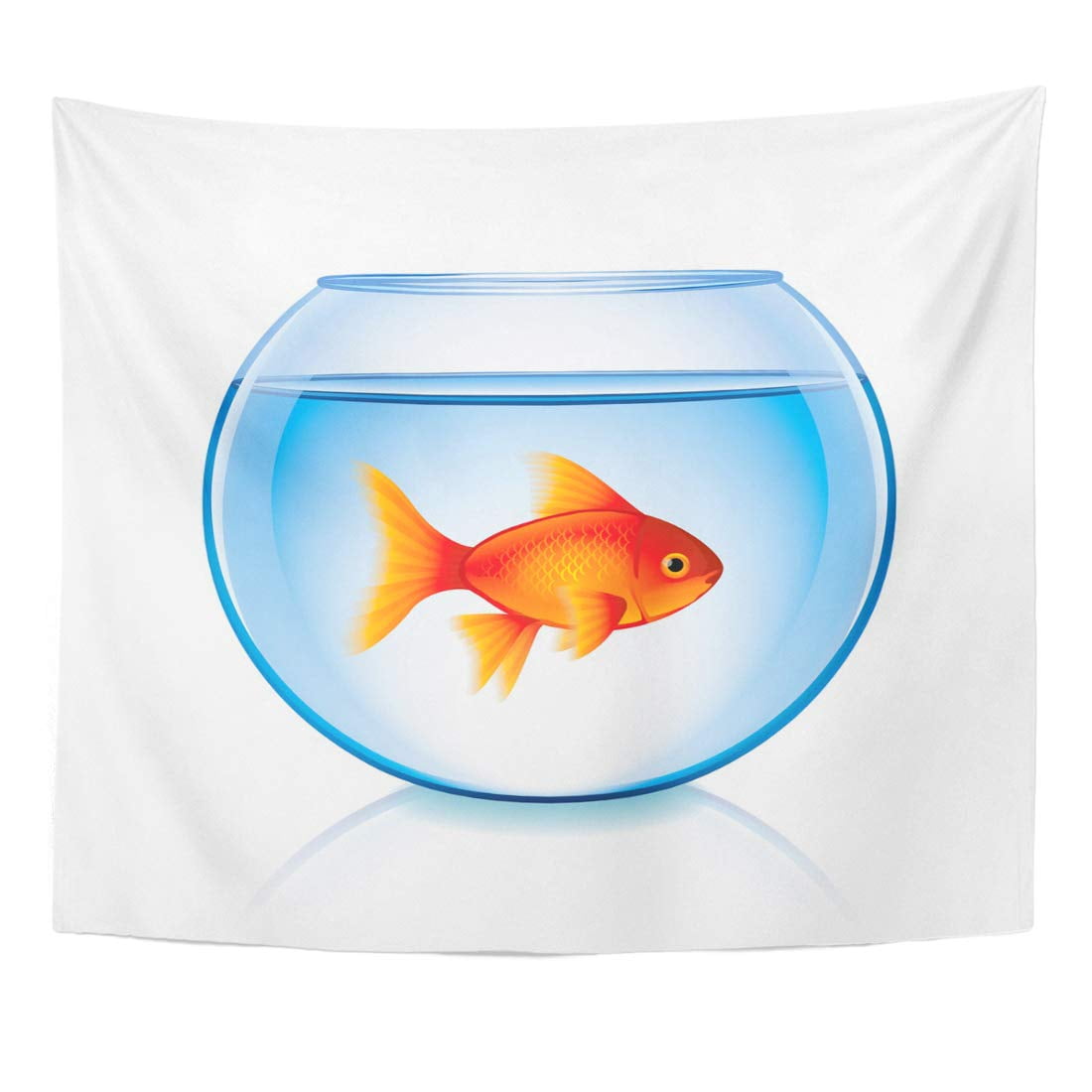 ZEALGNED Gold Orange Fish Goldfish in Bowl White Realistic Glass Wall