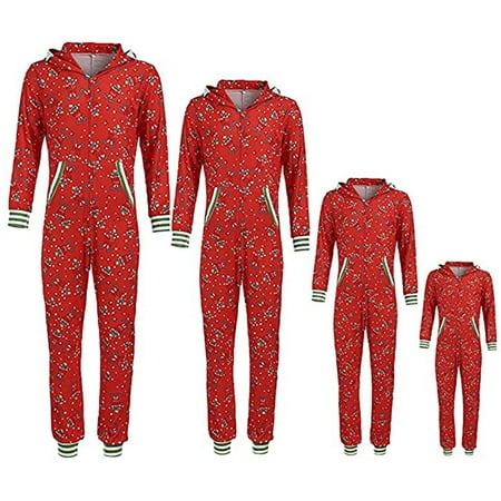

JBEELATE Family Pajamas Jumpsuit Sets Christmas One-Piece Pajamas with Zipper Hood Loungewear