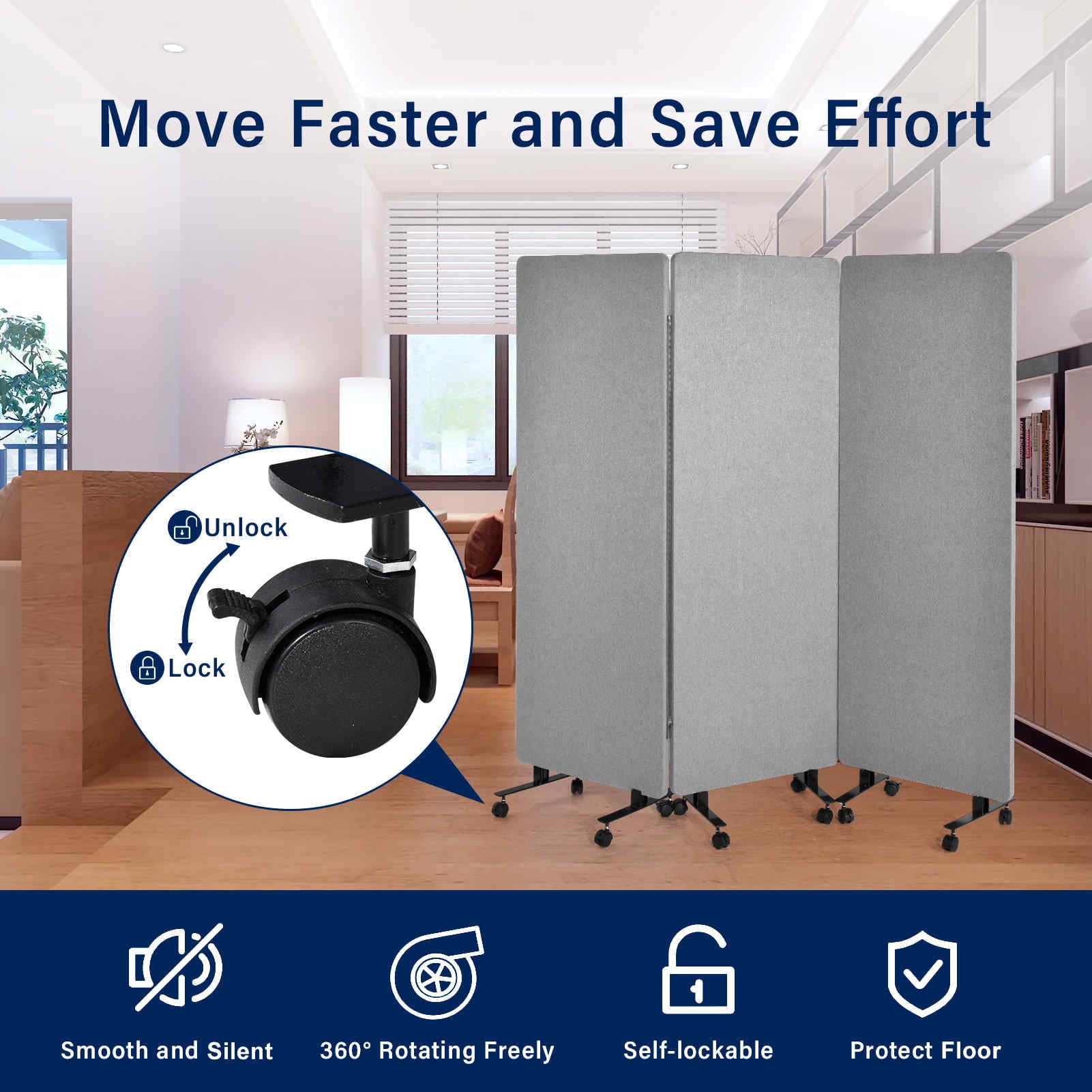 Sound Proof Dividers Wall Divider with Wheels Portable Room Separators Freestanding Sound Dampening Acoustic Wall Partition for Home