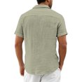 thumbnail image 4 of LTTVQM Button Down Shirts for Men Casual Short Sleeve Shirt Textured Linen Summer Beach Tops with Pocket Light Green M, 4 of 7