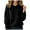 Black, variant on Women's Sweater Hoodie 2025 Fall Winter Long Sleeve Trendy Solid Color Knit Hooded Sweatshirt Pullover Top