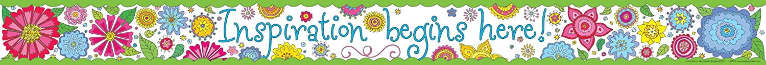 Barker Creek Double-Sided Border with Inspirational Quote, Color Me In My Garden, for Bulletin Boards, Reception Areas, Halls, Break Rooms, Office, School, Home Learning Decor, 3” x 35’ (911)