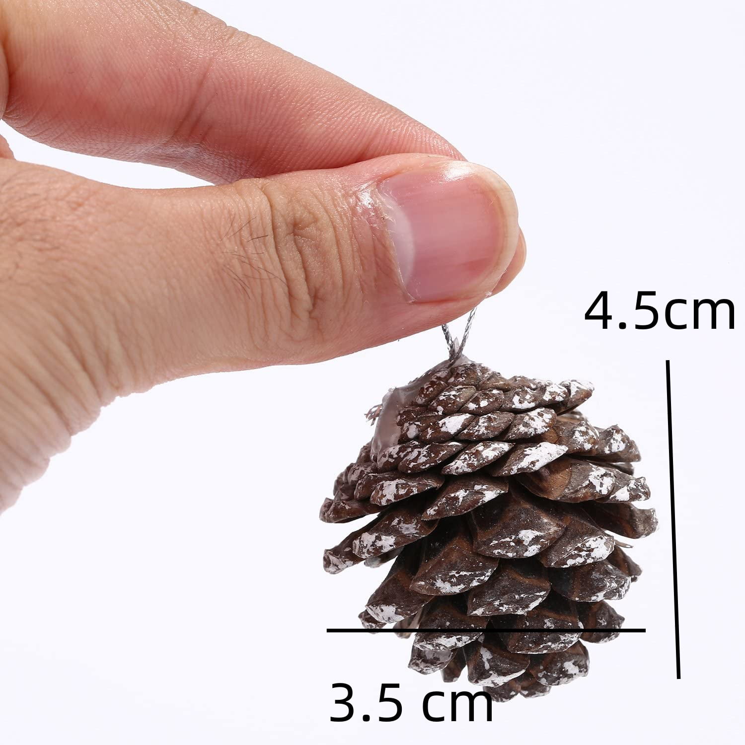 NOGIS Natural Mini Pine Cones Ornaments - Tiny Pine Cones for Christmas  Decor, Pinecone with Strings for Crafts Autumn Winter Wedding Decor Gift  Tag (9pcs) 