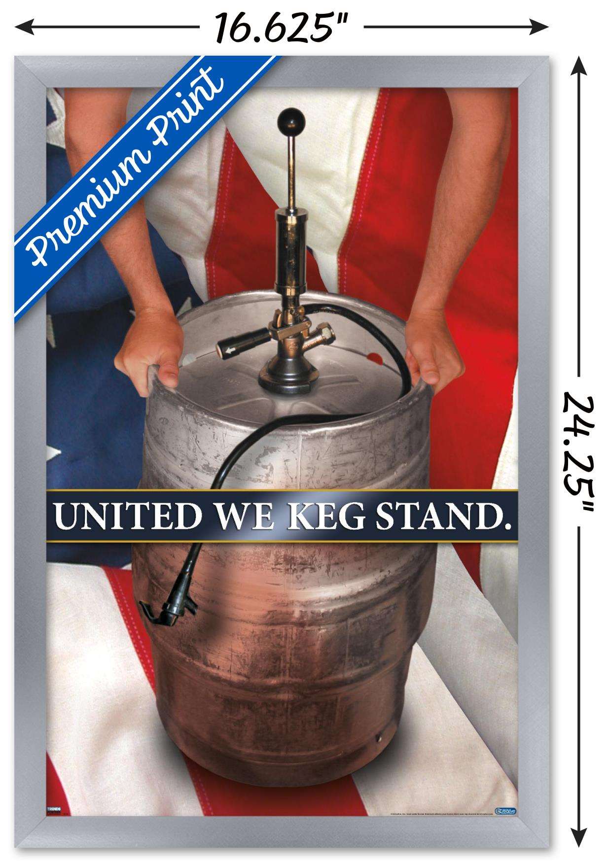 United We Keg Stand Wall Poster, 14.725" x 22.375", Framed