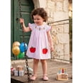 thumbnail image 4 of BemeyourBBs Toddler Baby Girl Back to School Dress Kids Girls Kindergarten Outfits 2 3 4 5 6 7 Years Baby Girls Summer Smocked Dress  Flying Sleeve Apple Pencil Embroidered Striped Dress, 4 of 8