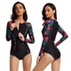 thumbnail image 1 of Traje de surf de una pieza de manga larga con protección solar para mujer, traje de baño de aguas termales, traje de baño sexy, Oni Flower 7777, 1 of 6
