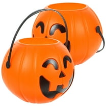 OUNONA Pumpkins Bucket Pumpkin Bucket Orange Plastic 2Pcs