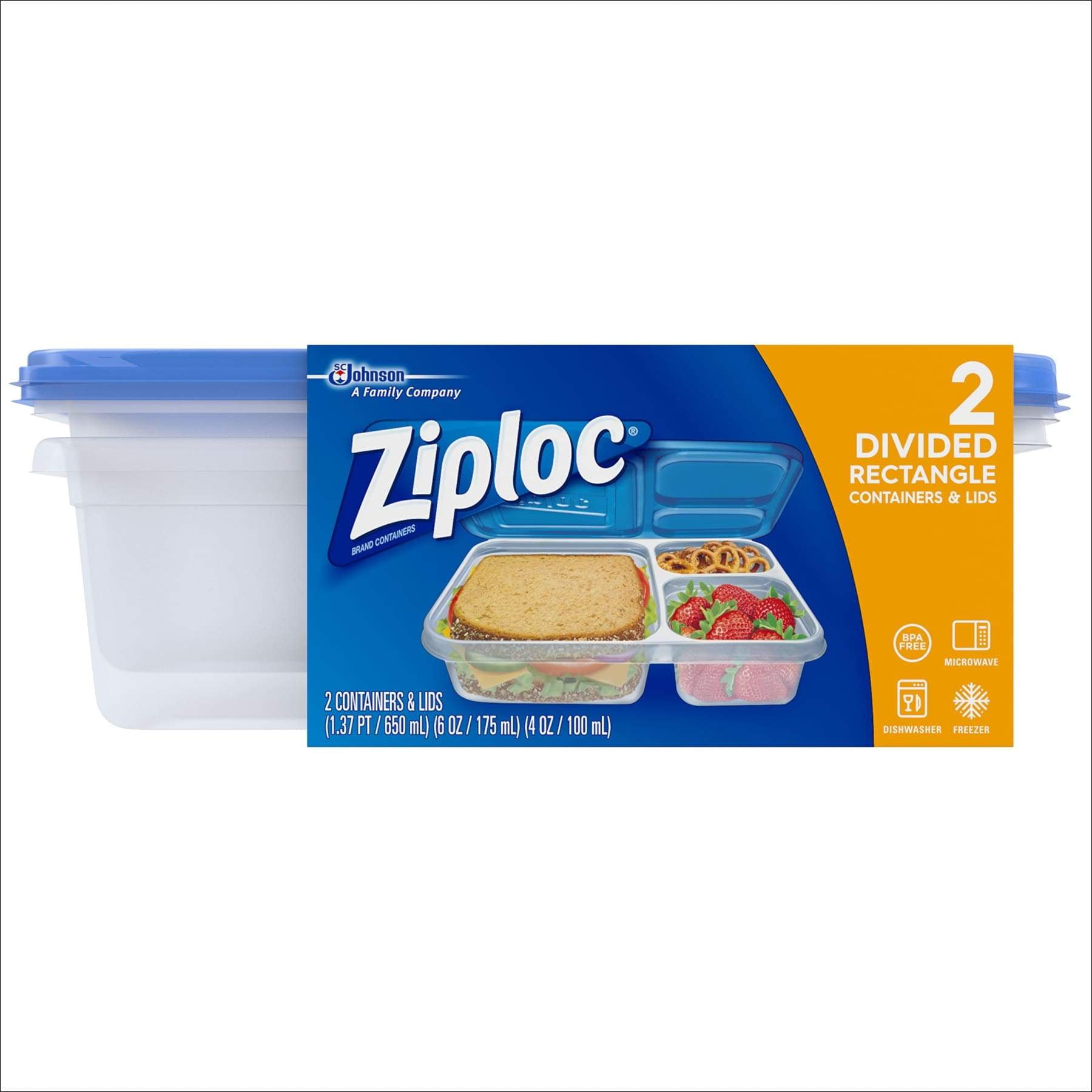 Ziploc Food Storage Containers, Perfect for onthego snacking, BPA