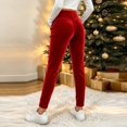 thumbnail image 4 of FAIWAD Women Velvet Leggings Christmas Soft Stretch Elastic Waist Velour Tights Full Length Slim Fitted Base Layer Pants, 4 of 9