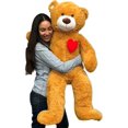 thumbnail image 6 of Giant Stuffed 4ft Valentine Teddy Bear has Heart on it's Chest 48 Inches 122 cm Soft Big Plush Huge Stuffed Animal Brown Color, 6 of 6