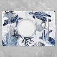 thumbnail image 2 of Pack of 4 Retro Sea Turtle Indoor Outdoor Kitchen Dinner Party Decor Table Mats Coral Reptile Tortoise Square Table Place Mats Set,Nautical Beach Blue Table Place Mats 18"x12", 2 of 4