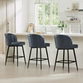 thumbnail image 3 of CHITA 27" Swivel Upholstered Counter Bar Stools Set of 2 with Back & Metal Legs, Faux Leather in Navy Blue, 3 of 19