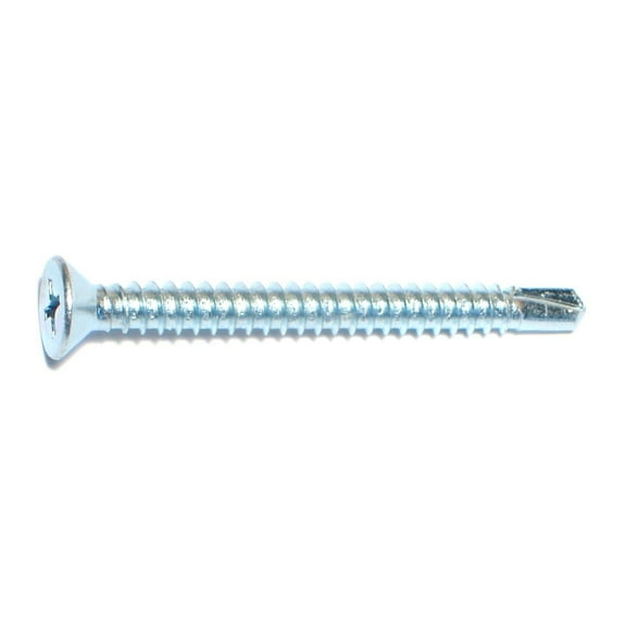 #10-16 x 2" Zinc Plated Steel Phillips Flat Head Self-Drilling Screws SSFS-090