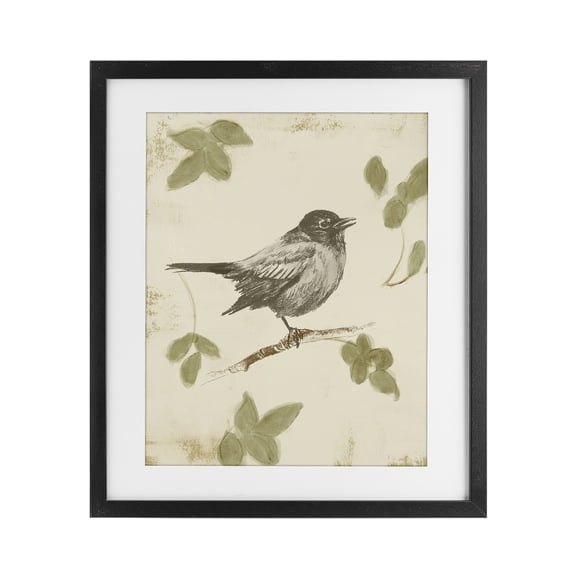 Stupell Industries Transitional Bird Scene over Neutral Black Framed Print Under Glass, 13 x 16, by Lanie Loreth
