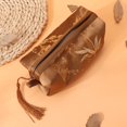 thumbnail image 4 of Moda mujer artesanía rectángulo bordado joyería bolsa de almacenamiento monedero organizador (café), 4 of 8