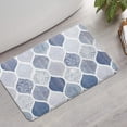 thumbnail image 2 of Blue and White Geometric Quatrefoil Pattern Bathroom Rugs Mat,Non Slip Microfiber Bathroom Rug,Rubber Backing,Soft Bathroom Mats for Bathroom Floor,Tub and Shower,17x27in(43x68cm), 2 of 5
