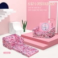 thumbnail image 4 of Qaba Kids Fold-Out Couch/Chair Lounger with Space-Themed Washable Fabric & Removable Cushion for 3-6 Years Old, Pink, 4 of 9