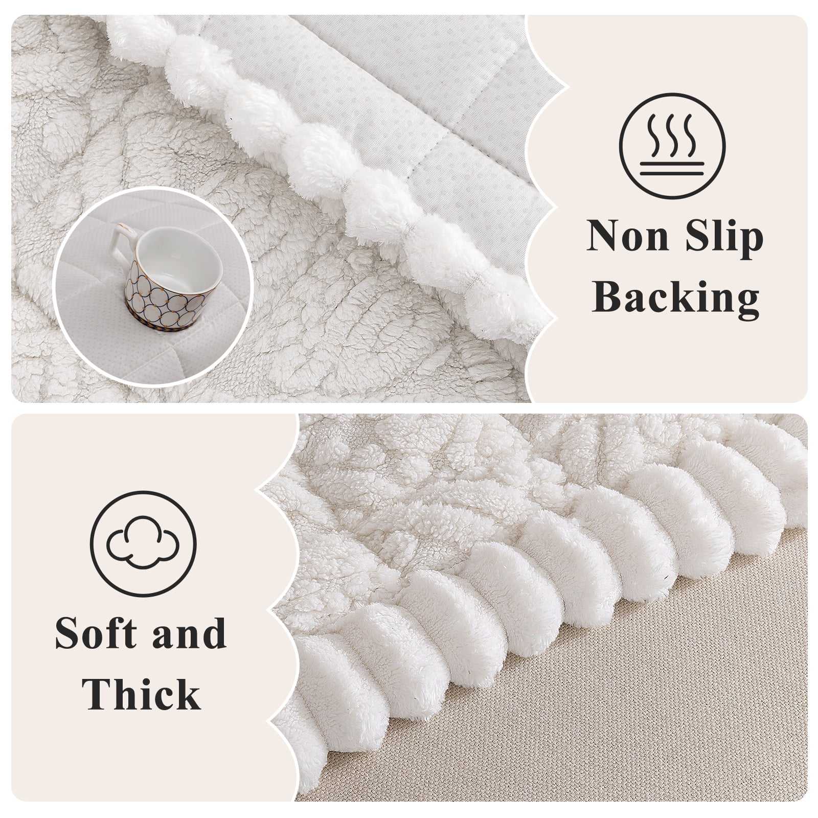Vaukki 27.6"×59" Geometric Jacquard Sofa Slipcover,Non-Slip Washable Pet Friendly Couch Cover Furniture Cushion Protector for Dogs Cats,Beige
