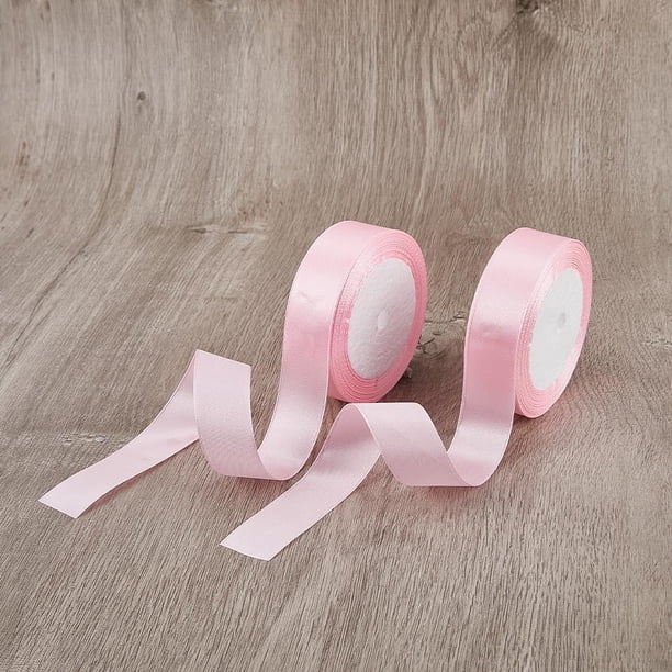 2 rollos de cinta de satén rosa de 25 mm (1 pulgada) de ancho, ideal para envolver regalos de San Valentín (25 yardas por rollo, brillo de una sola cara, material para manualidades).