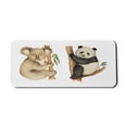 thumbnail image 1 of Panda Computer Mouse Pad, Koala and Panda Sitting on Trees Wild Life Tropics Habitat Woodland Illustration, Rectangle Non-Slip Rubber Mousepad X-Large, 35" x 15", Beige Black, by Ambesonne, 1 of 2