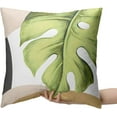 thumbnail image 2 of Set of 2 Green Tropical Leaves Pillow Cover Palm Monstera Leaf Throw Pillow Covers 16x16 Modern Art Farmhouse Pillowcase for Couch Outdoor Patio Living Room, 2 of 6
