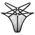 thumbnail image 5 of Black White Flower Pattern Open Type Women's Panties Crotch Opening G-strings Thongs Lingeries Underwear, 5 of 7